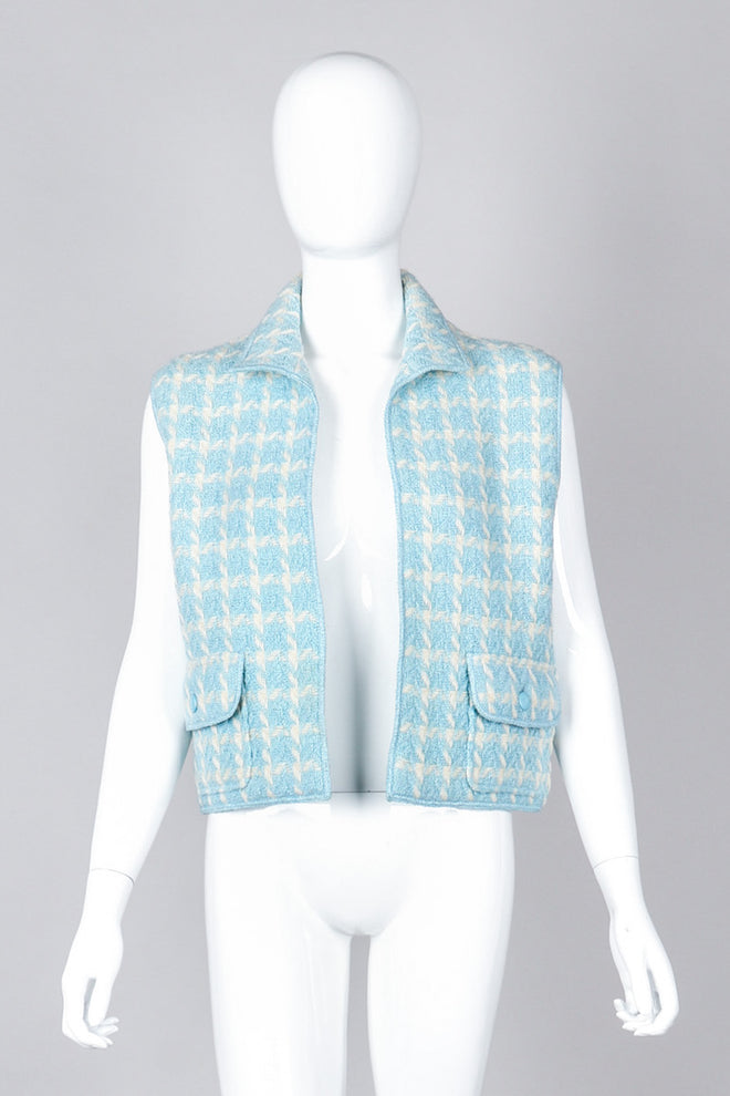Recess Los Angeles Vintage Chanel Baby Blue Checkered Knit Vest