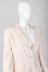 Recess Los Angeles Vintage Chanel Classic Cream Tweed Jacket Cream Wool Silk Lining