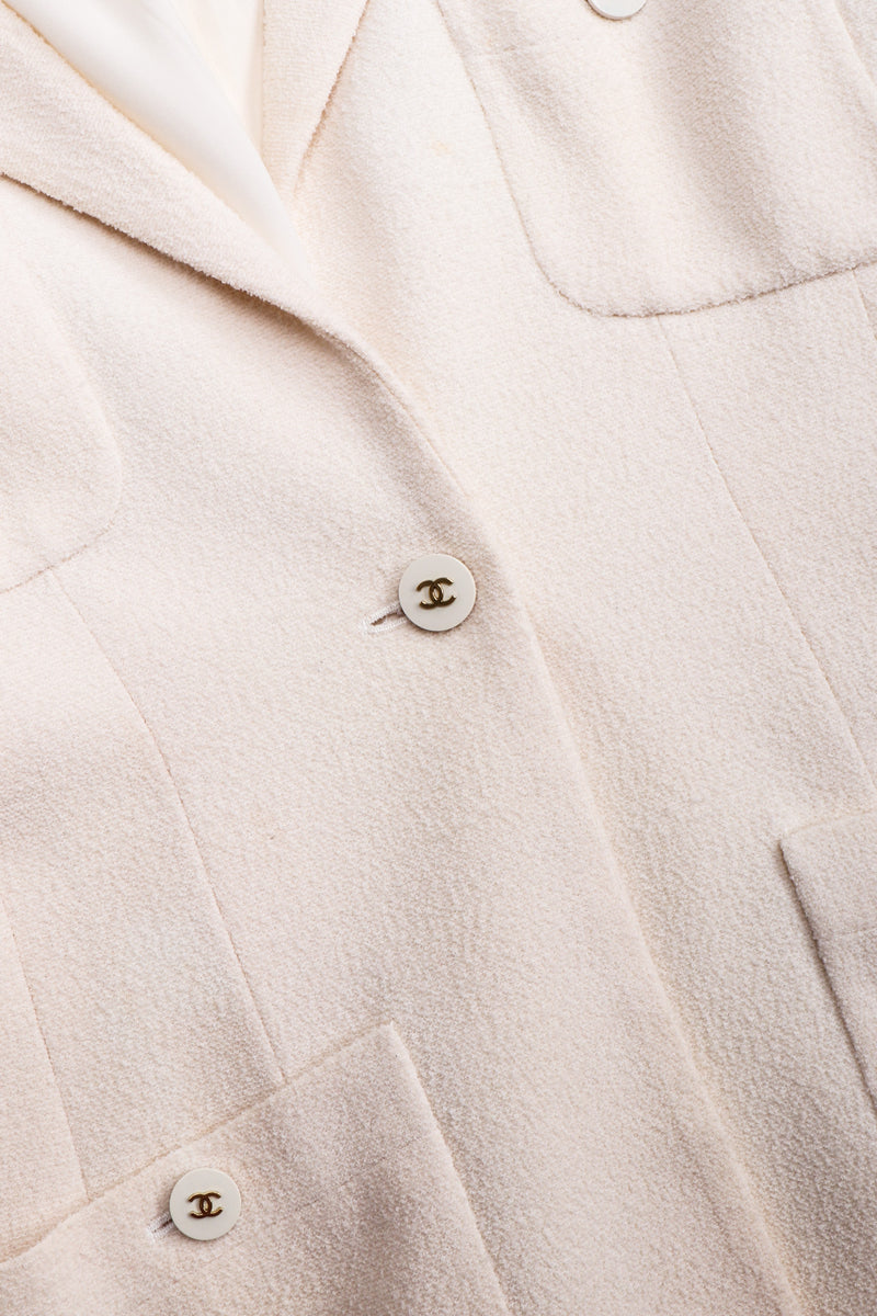 Recess Los Angeles Vintage Chanel Classic Cream Tweed Jacket Cream Wool Silk Lining