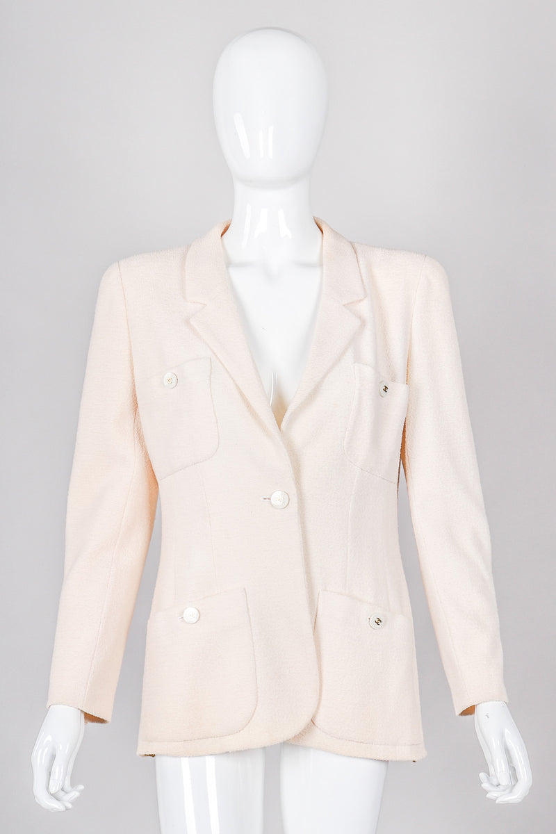 CHANEL 2000 Classic Collar Woven Jacket Beige Cream Tweed - Chelsea Vintage  Couture