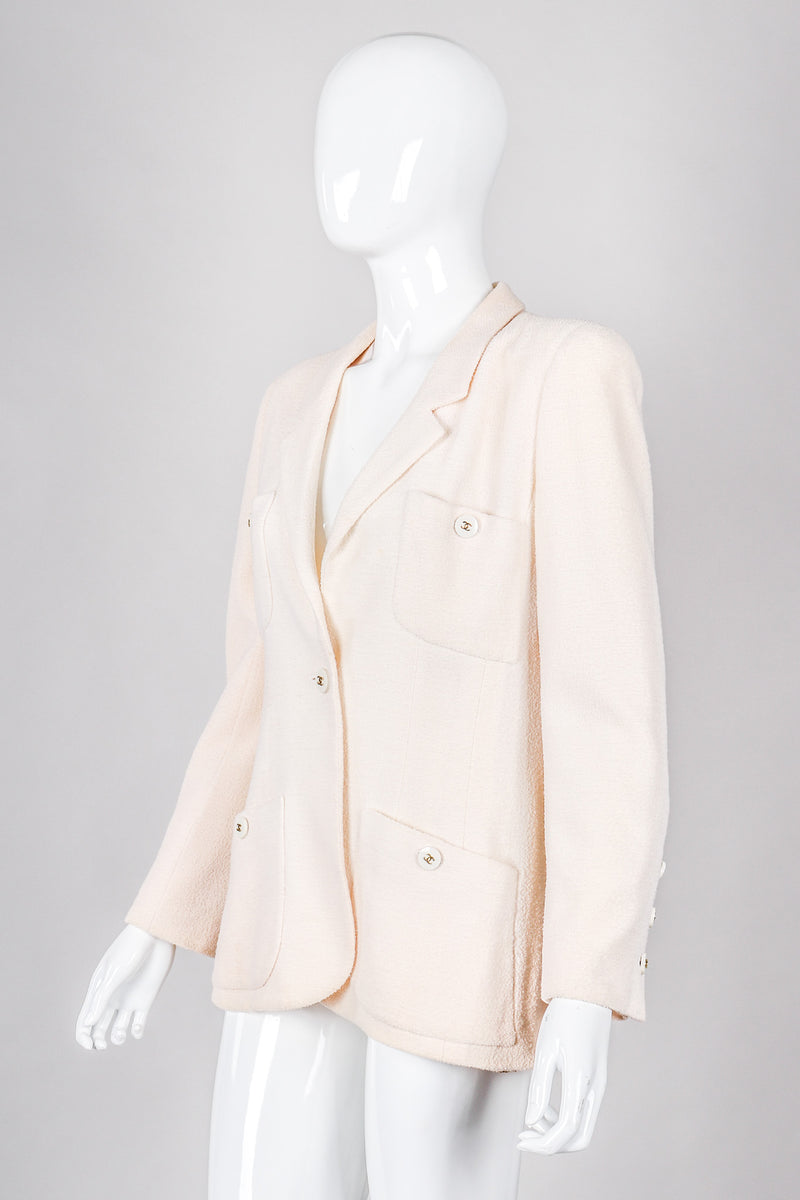 Recess Los Angeles Vintage Chanel Classic Cream Tweed Jacket Cream Wool Silk Lining