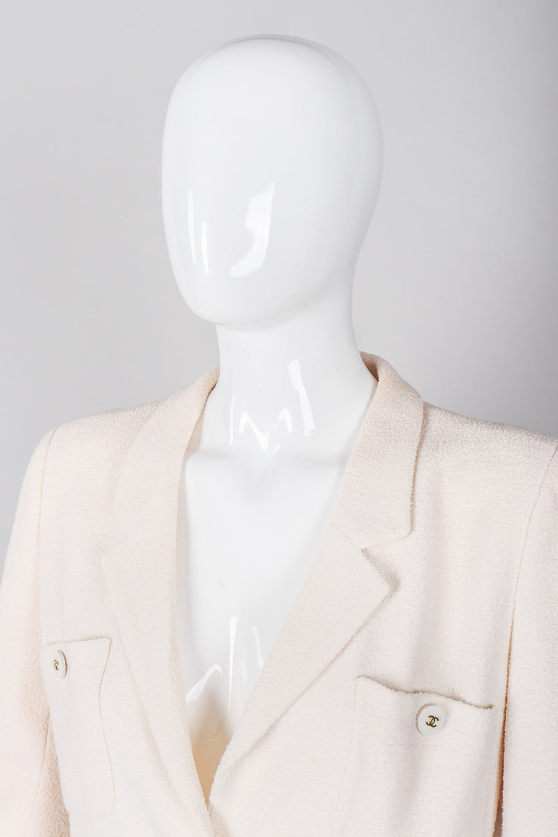 Sequins Tweed Collarless Jacket Chanel Style –