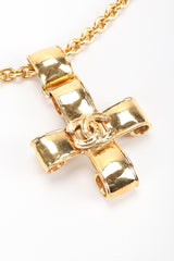 Recess Designer Consignment Vintage Chanel Ribbon CC Logo Cross Pendant Necklace Los Angeles Resale