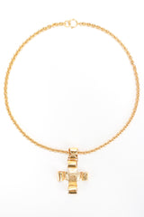 Recess Designer Consignment Vintage Chanel Ribbon CC Logo Cross Pendant Necklace Los Angeles Resale