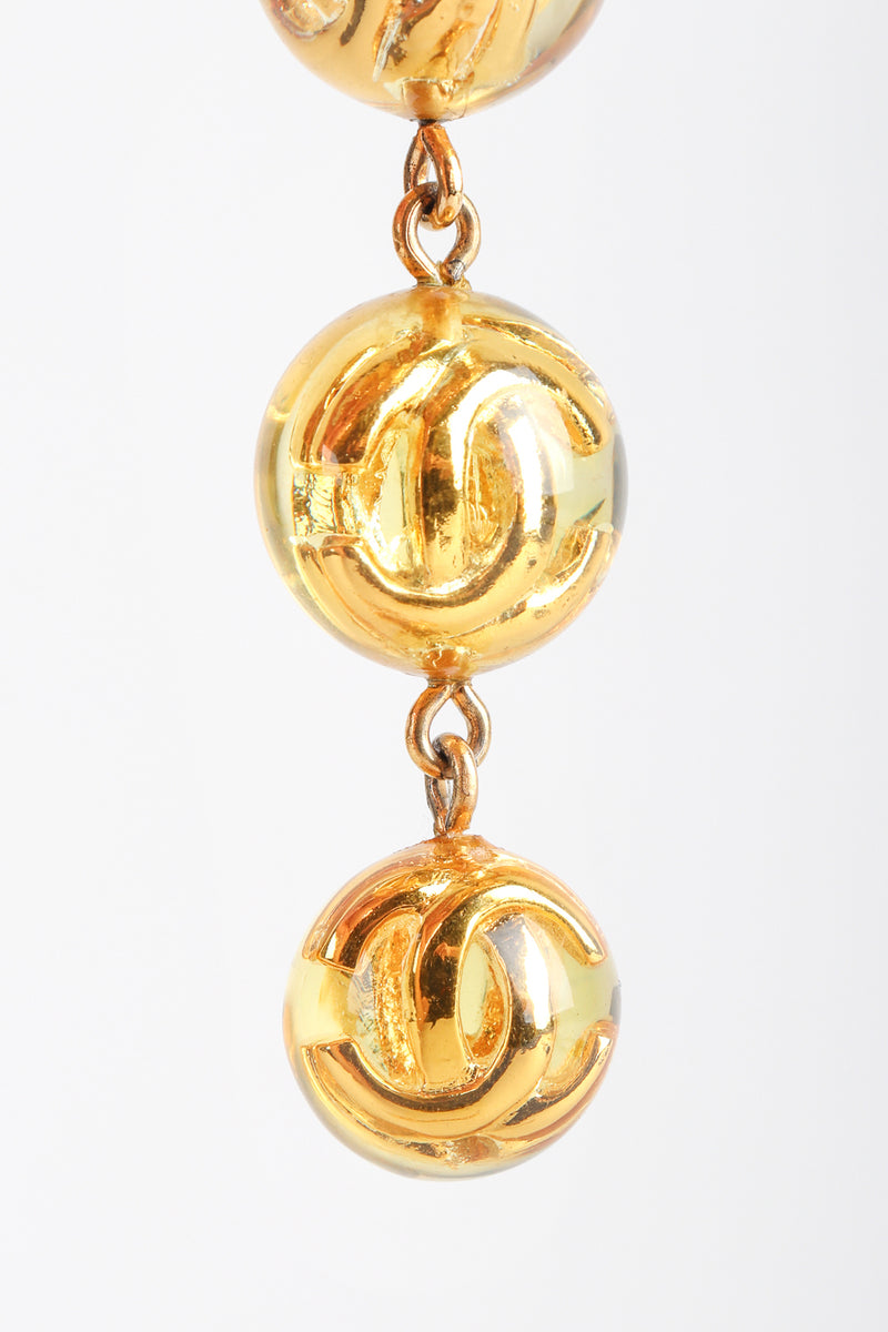 Vintage 1980s Chanel Logo Lucite CC Ball Drop Earrings – Recess