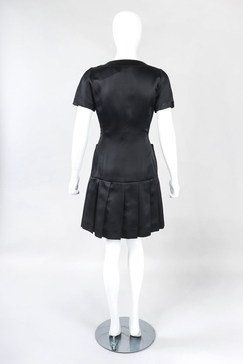 Recess Designer Consignment Vintage Chanel Double Breasted Drop Waist Satin Uniform Dress Los Angeles Resale