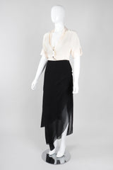 Recess Los Angeles Vintage Chanel Cream Shawl Collar Silk Blouse