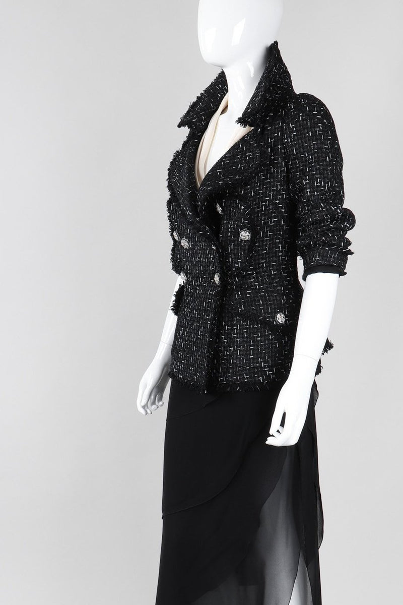 Skirt - Glittered wool tweed, black, white & silver — Fashion