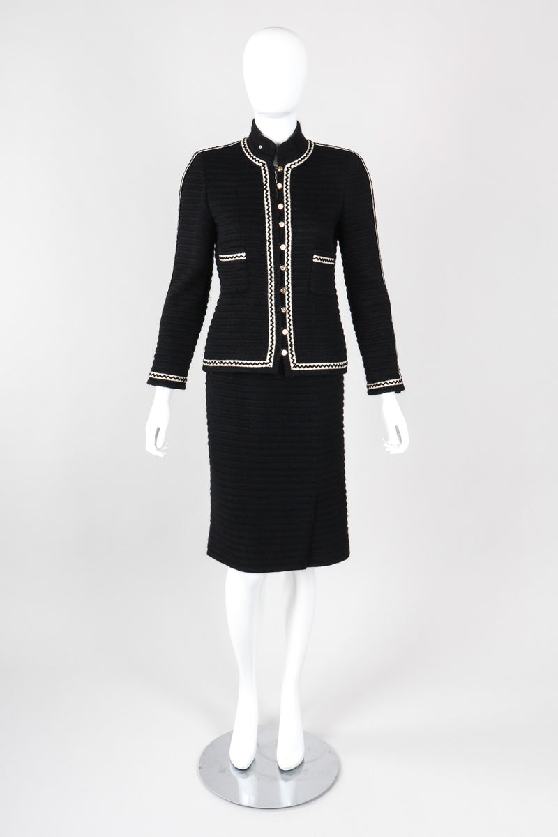 Chanel Black and White Stripe CC Uniform Top Sz L