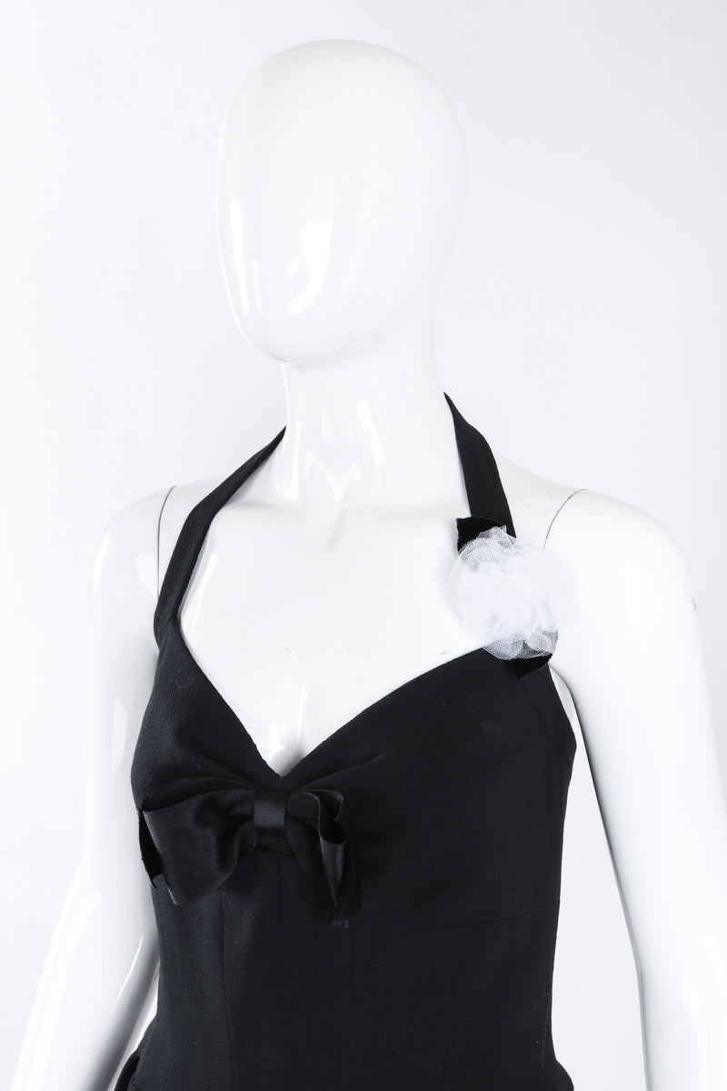 Vintage Chanel Numbered Haute Couture Halter Corset Camellia Cocktail Dress  – Recess