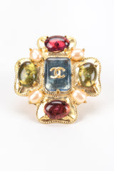 Vintage Chanel Gripoix Clover Maltese Cross CC Logo Brooch at Recess Los Angeles