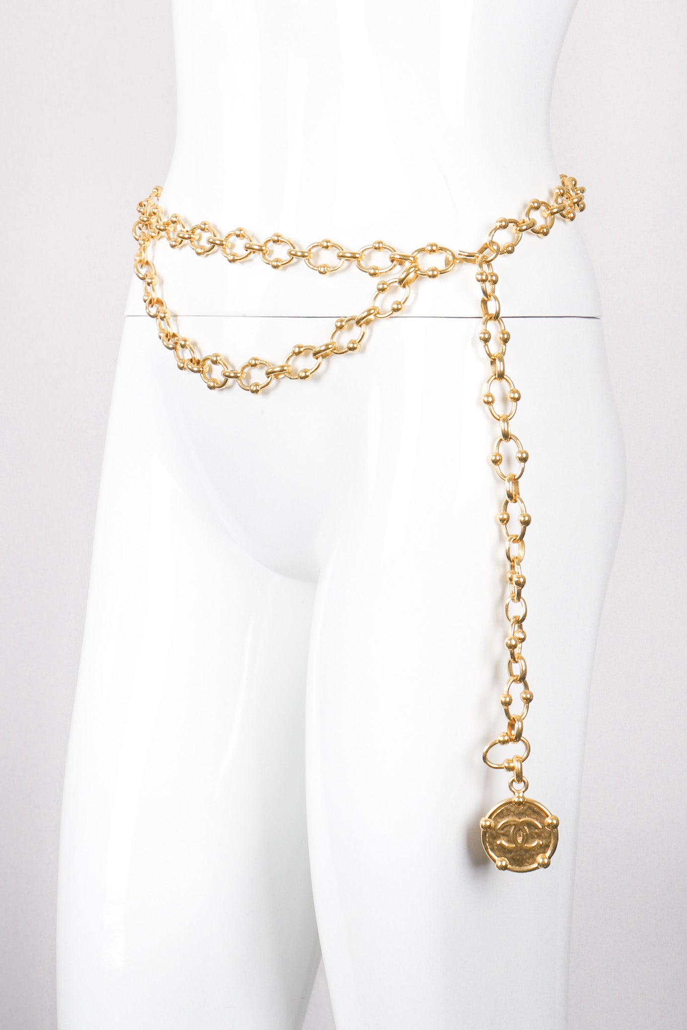 Chanel Chain And White Enameled CC Logo Belt Pale Gold Tone at 1stDibs