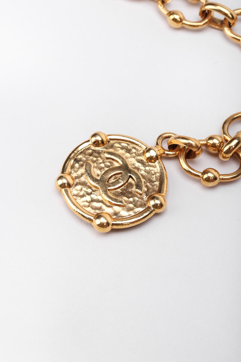 Chanel Gold & Black Leather 'CC' Medallion Chain Belt Q6AFTM17KB008