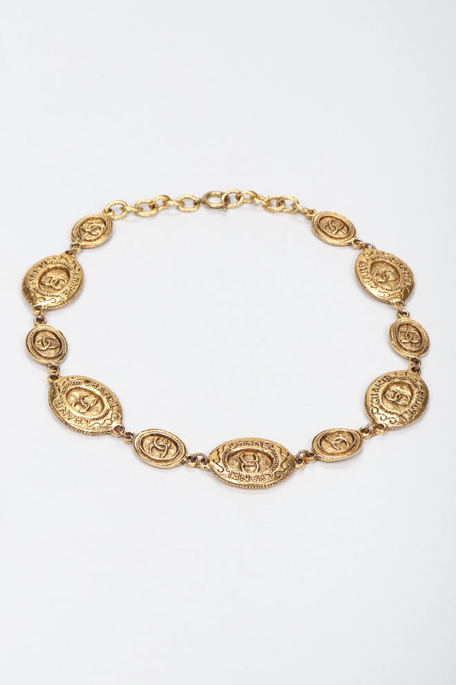 Recess Los Angeles Vintage Chanel Gold Interlocking CC Coin Collar Necklace