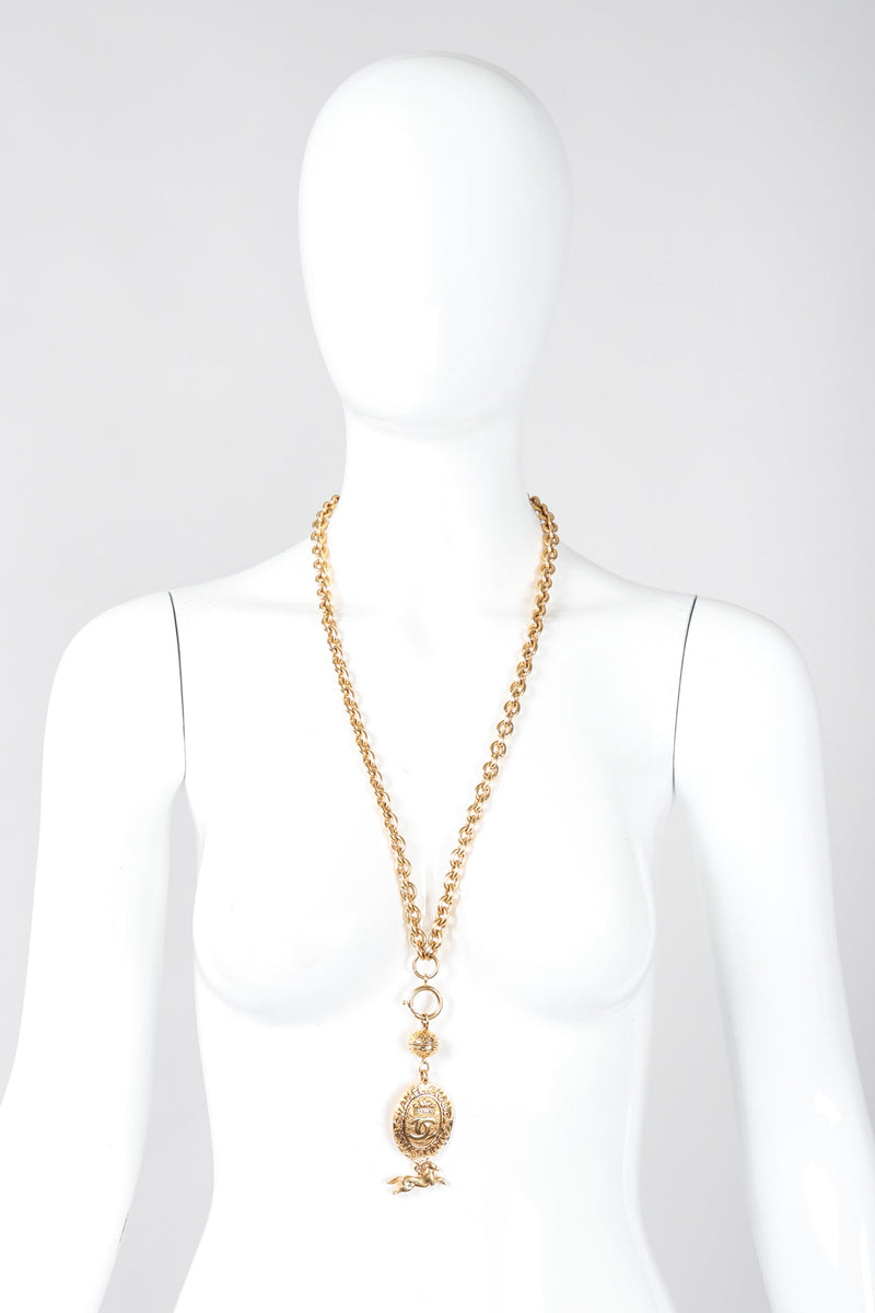 Recess Los Angeles Vintage Chanel Gold Horse Medallion Layering Pendant Necklace