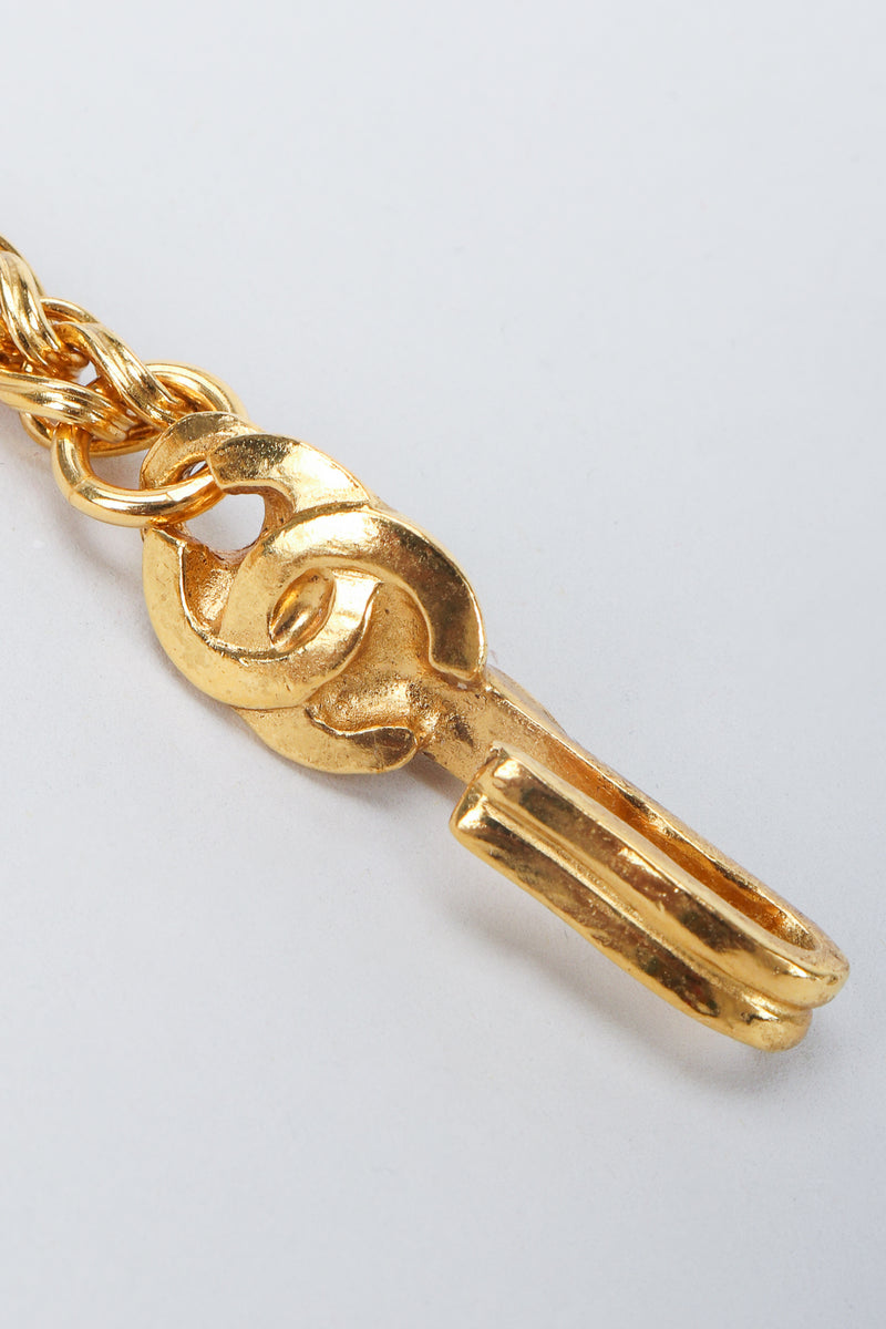 Vintage Chanel Gold CC Logo Magnifying Glass Pendant Necklace Hook Detail