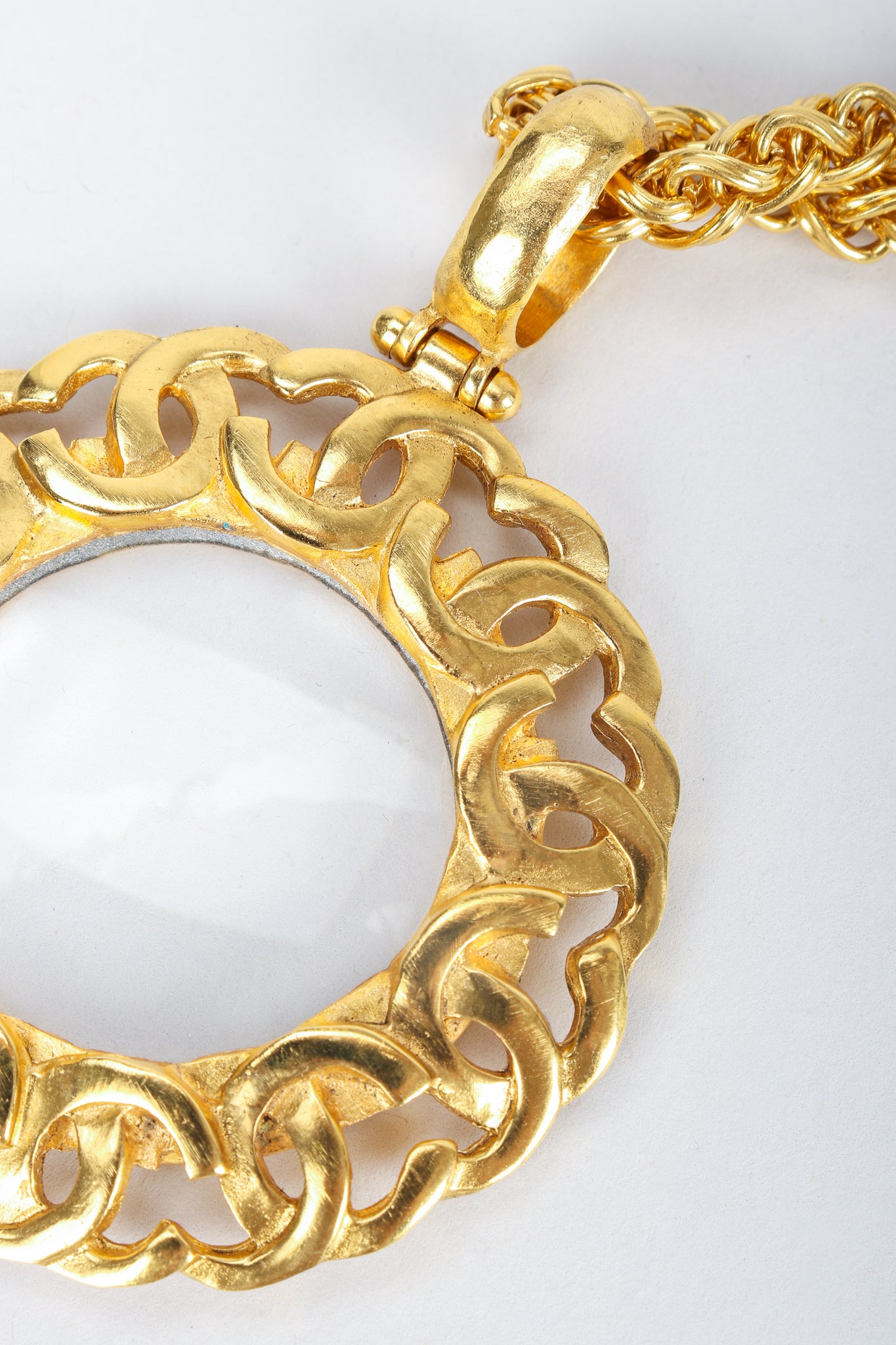 Vintage Chanel Gold CC Logo Magnifying Glass Close Up