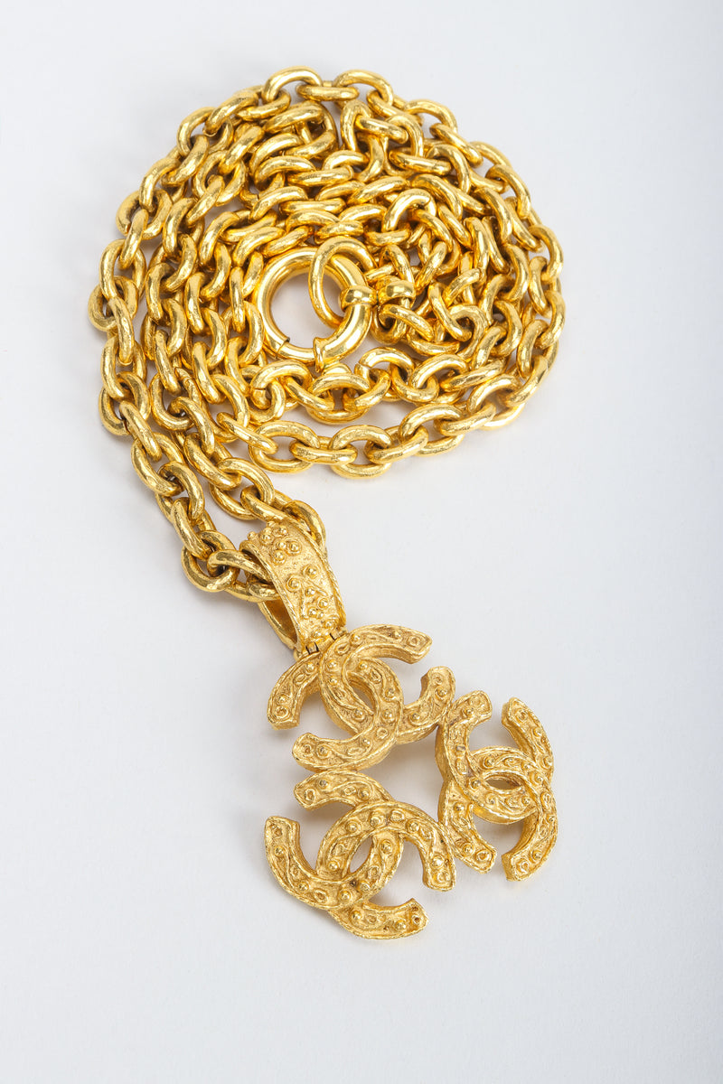Chanel Gold CC Pendant Necklace Golden Metal Gold-plated ref