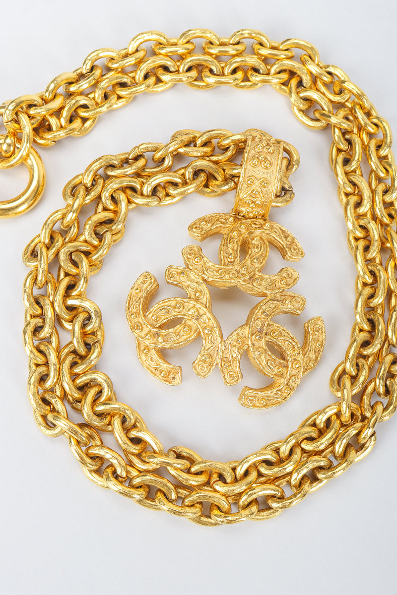 Chanel Chanel Vintage Gold Tone Chain Necklace CC Logo Pendant
