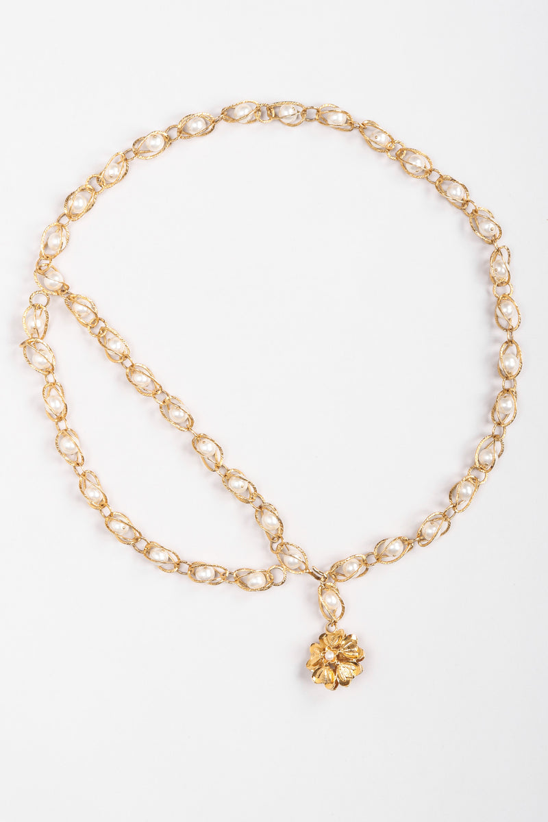 CHANEL 22S CC Pearl/ Crystals Chain Link Choker Necklace