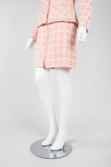 Recess Los Angeles Vintage 90s Chanel Pastel Pink Sparkle Tweed Jacket & Skirt Suit Set
