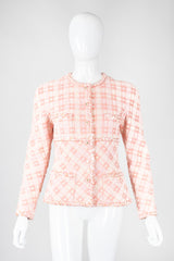 Recess Los Angeles Vintage 90s Chanel Pastel Pink Sparkle Tweed Jacket & Skirt Suit Set