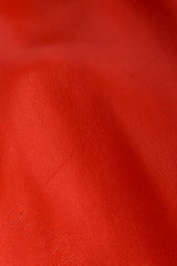 Vintage Chanel CC Logo Button Belted Red Leather Jacket scratch on R arm
