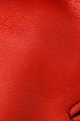 Vintage Chanel CC Logo Button Belted Red Leather Jacket stains on front