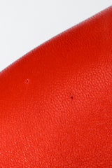 Vintage Chanel CC Logo Button Belted Red Leather Jacket small pinholes at shoulder
