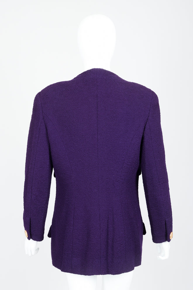 Vintage Chanel Zipper Hardware Bouclé Jacket on Mannequin Back at Recess