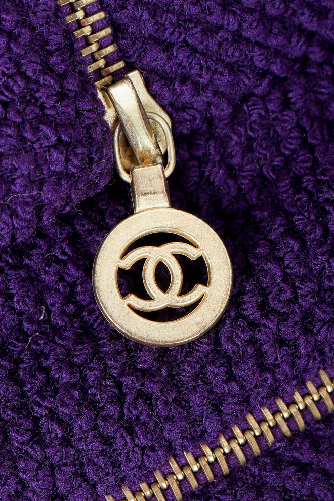 Vintage Chanel Zipper Hardware Bouclé Jacket interlocking CC zipper pull