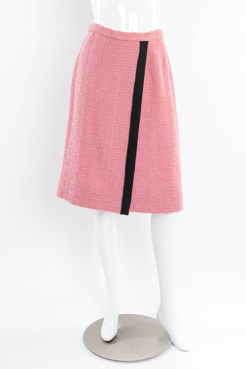 Vintage Chanel Boucle Jacket & Skirt Set on Mannequin Skirt Front at Recess LA