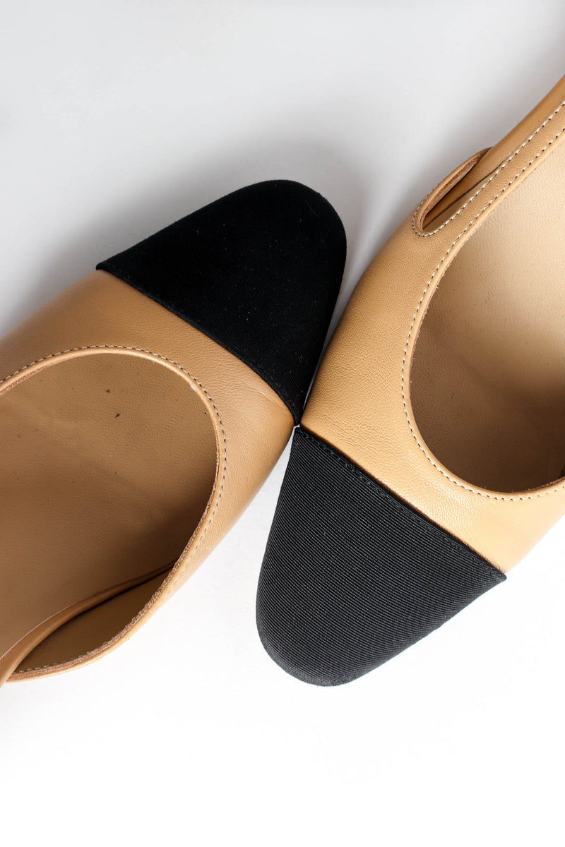 Vintage Chanel Leather Grosgrain Cap Toe Slingback Heels – Recess