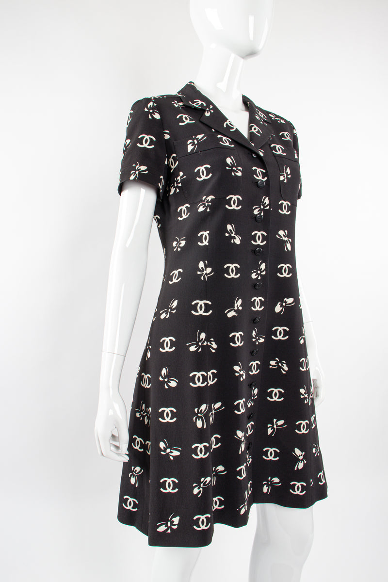 Vintage Chanel 1997 Cruise Bow Butterfly CC Logo Print Dress – Recess Vintage Chanel 1997 Cruise Bow Butterfly CC Logo Print Dress – Recess