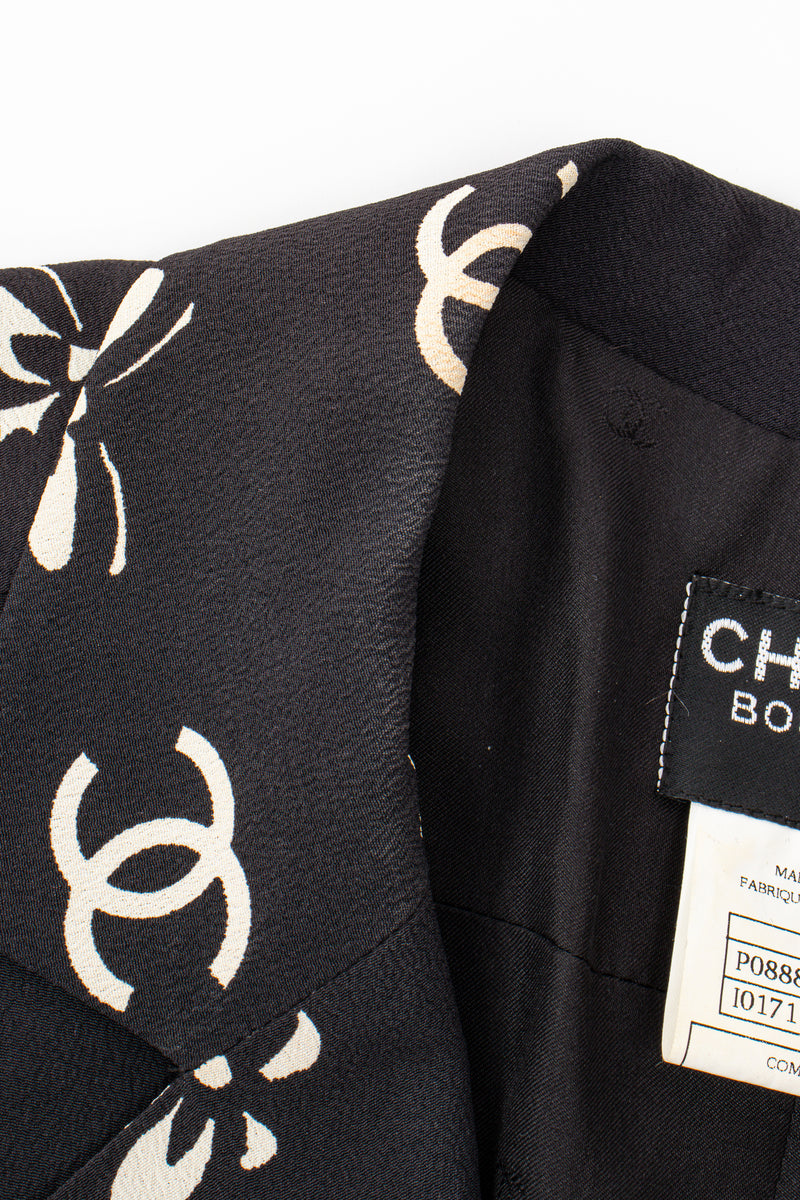 Vintage Chanel 1997 Cruise Bow Butterfly CC Logo Print Dress collar discolor @ Recess LA