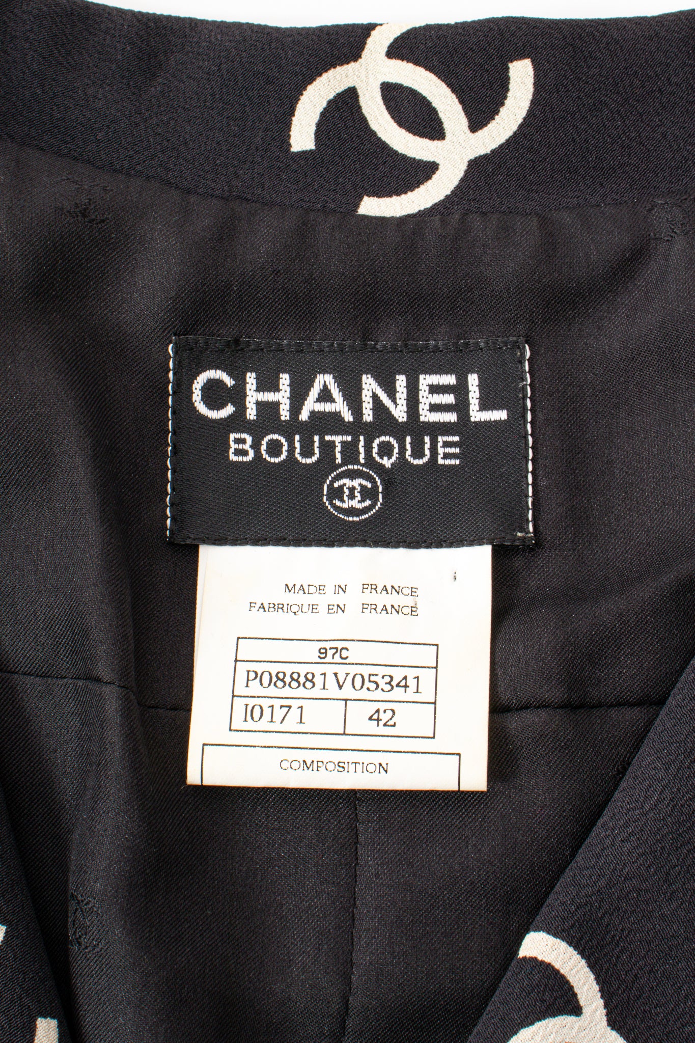 Vintage Chanel 1997 Cruise Bow Butterfly CC Logo Print Dress label @ Recess LA