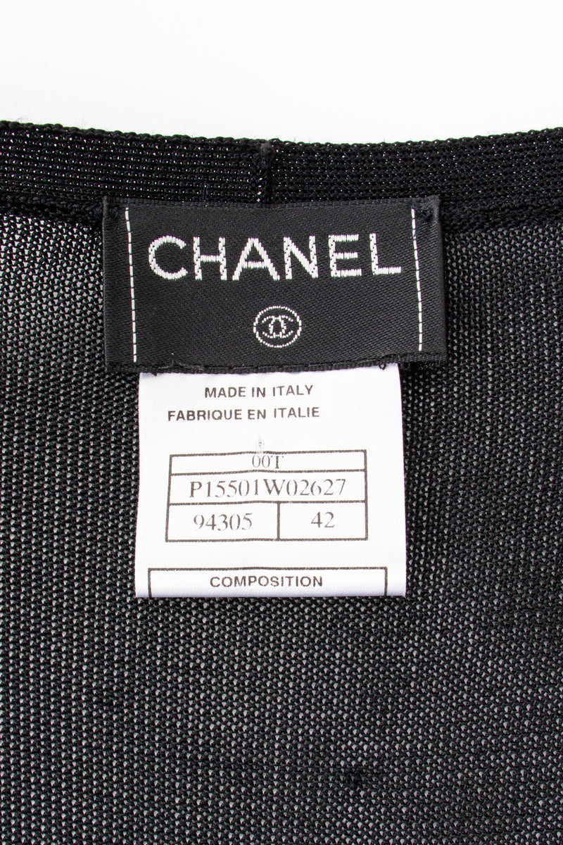 Vintage Chanel 2000T Chantilly Lace Sleeve Knit Cardigan label at Recess Los Angeles