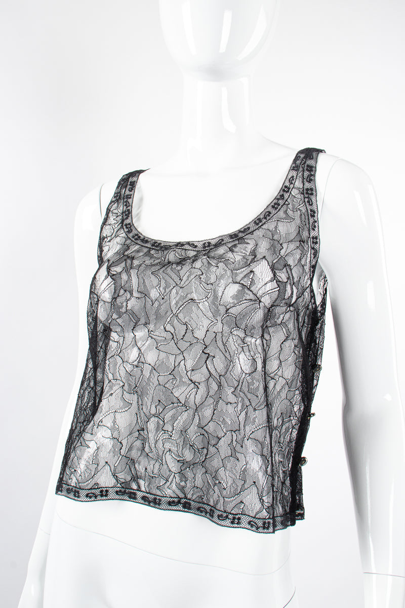 Vintage Chanel Sheer Lace Sleeveless Blouse