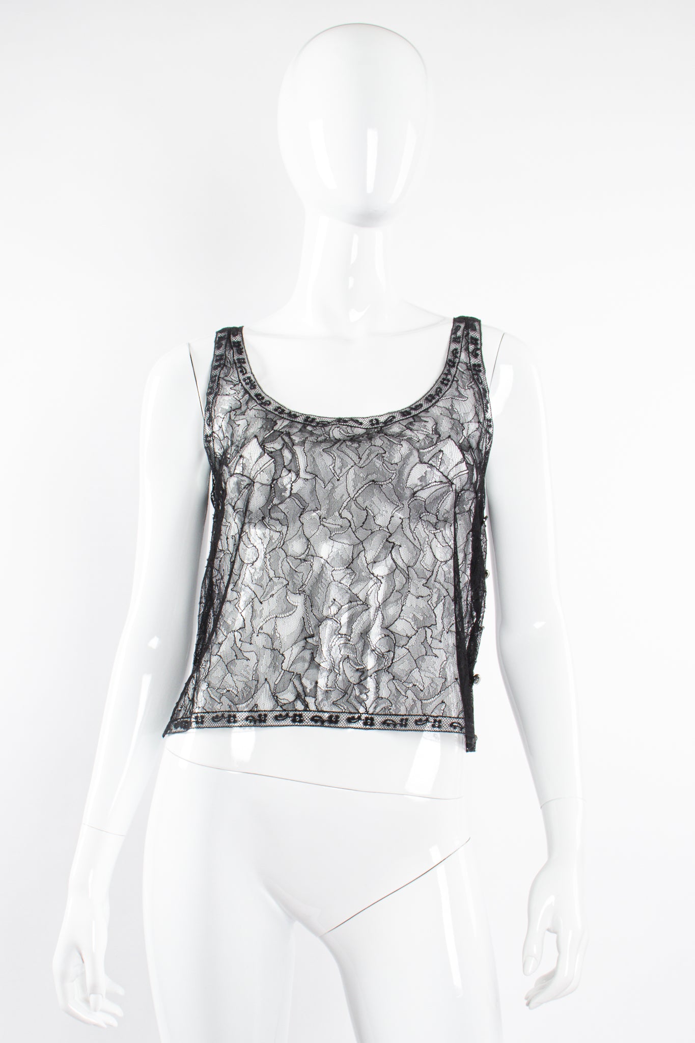 Vintage Chanel 2000T Chantilly Lace Boxy Tank on Mannequin front at Recess Los Angeles