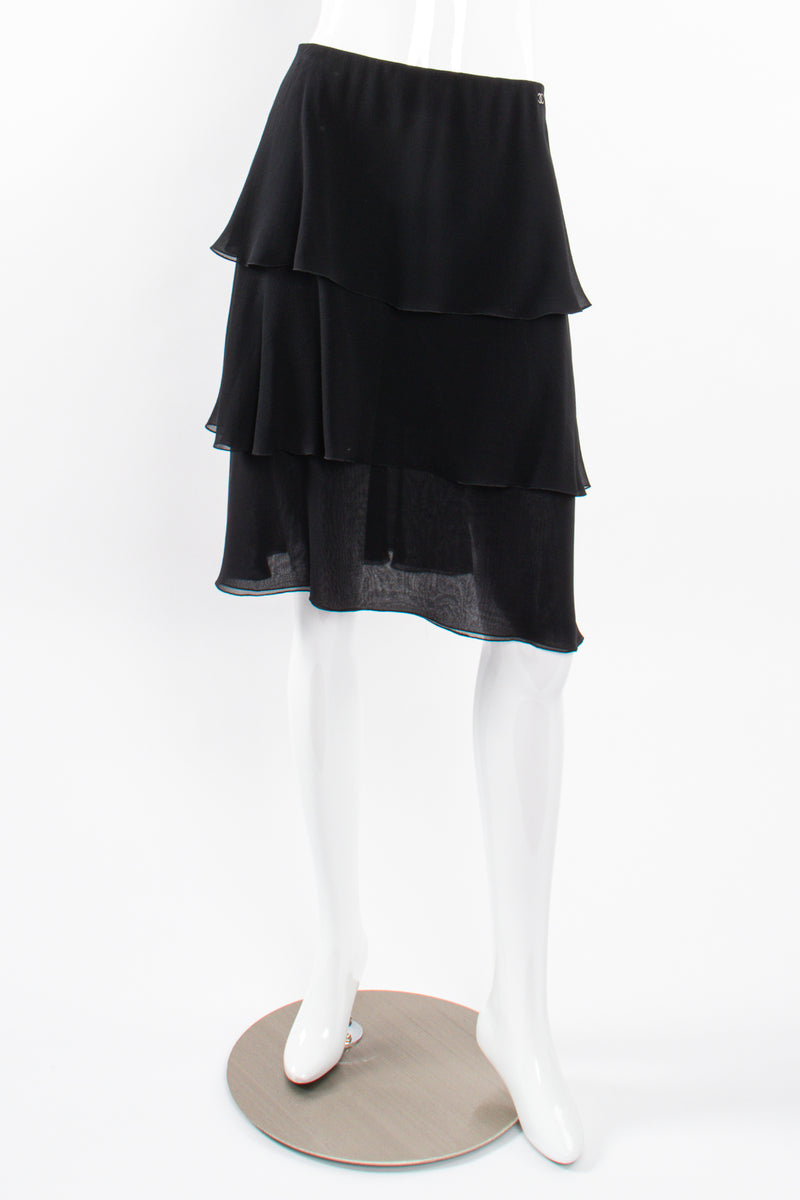 Vintage Chanel Chiffon Tiered Flounce Skirt on Mannequin front at Recess Los Angeles