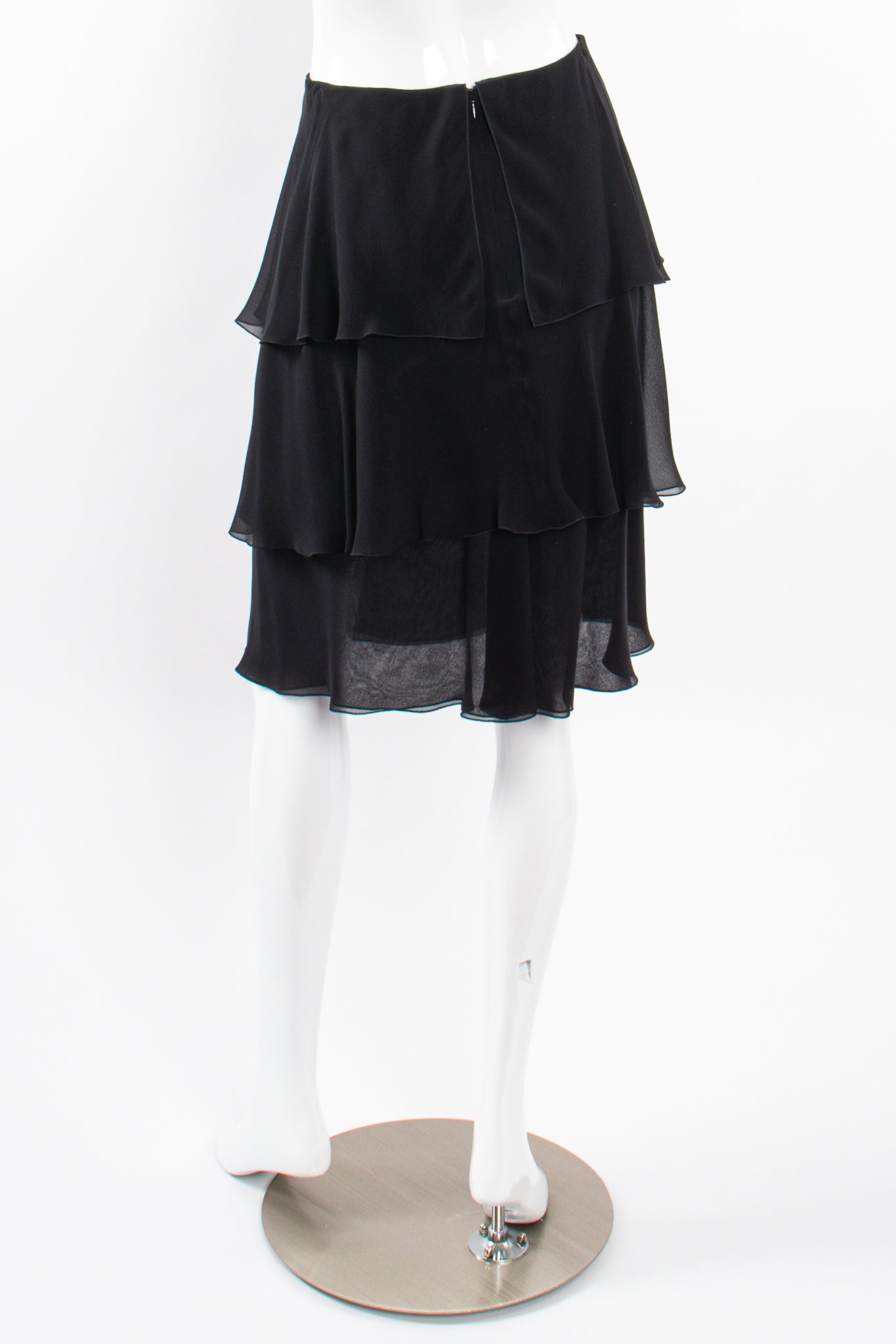 Vintage Chanel Chiffon Tiered Flounce Skirt on Mannequin back at Recess Los Angeles