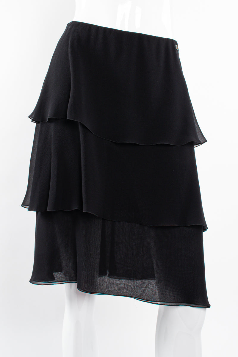 Vintage Chanel Chiffon Tiered Flounce Skirt on Mannequin front crop at Recess Los Angeles