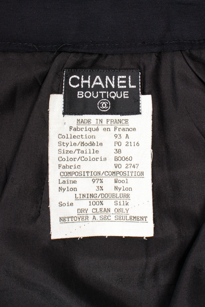 Vintage Chanel 1993 AW Bouclé Midi Pencil Hobble Skirt label @ Recess LA