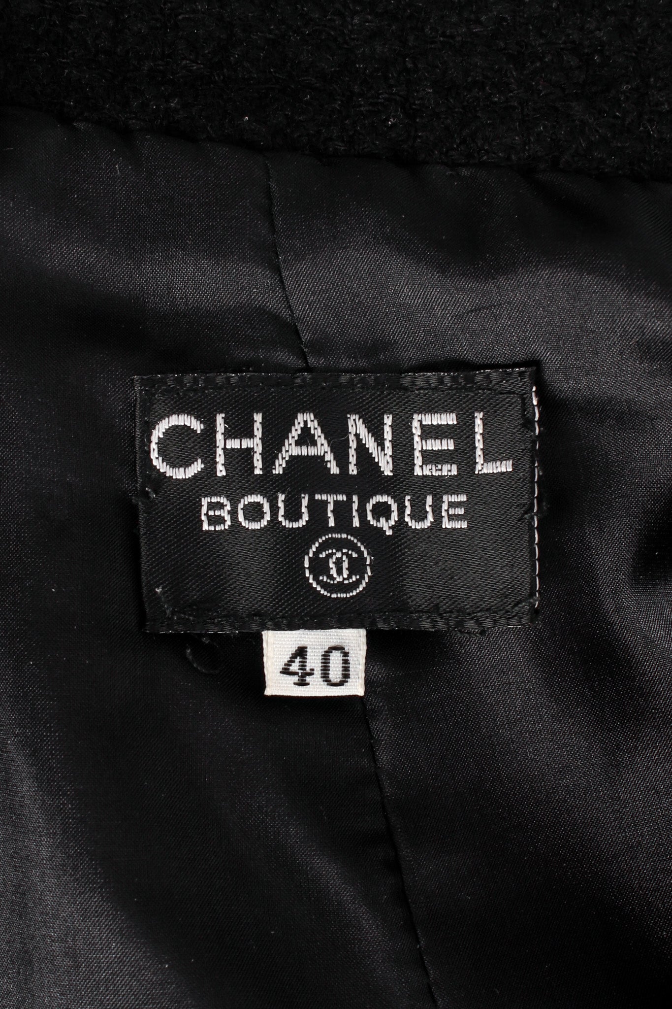 Vintage Chanel Boucle Jacket & Skirt Wool Set tag @ Recess LA