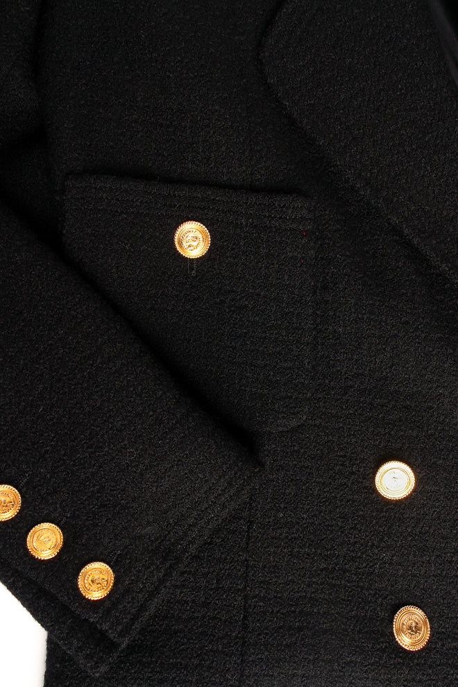 Vintage Chanel Boucle Jacket & Skirt Wool Set pocket, sleeve, button close  @ Recess LA