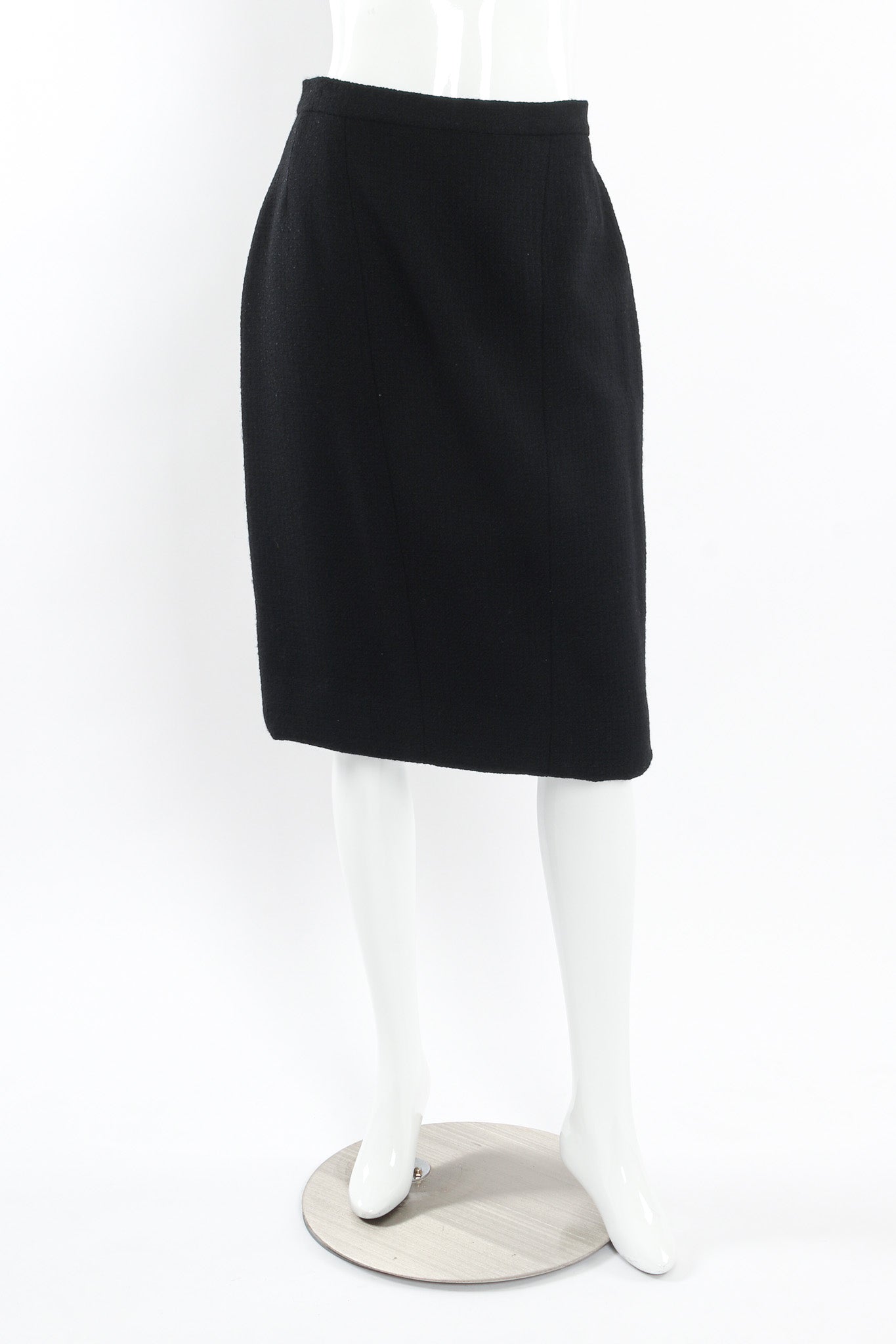 Vintage Chanel Boucle Jacket & Skirt Wool Set mannequin front skirt @ Recess LA