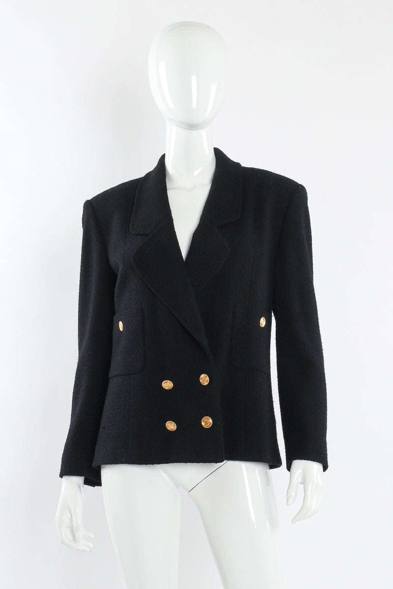 Vintage Chanel Boucle Jacket & Skirt Wool Set mannequin front jacket @ Recess LA