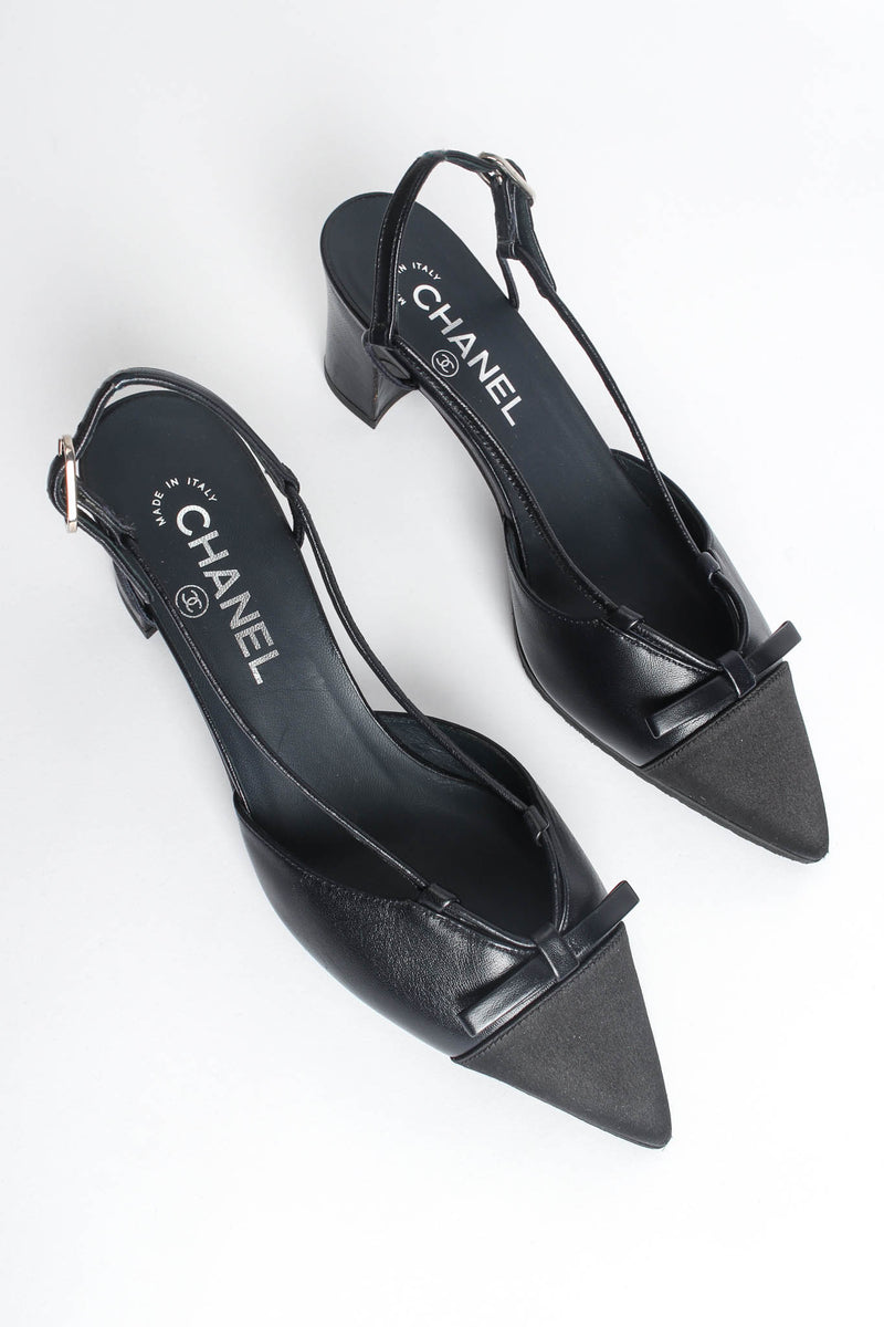 Vintage Chanel Cap Toe Bow Leather Slingback Heels – Recess