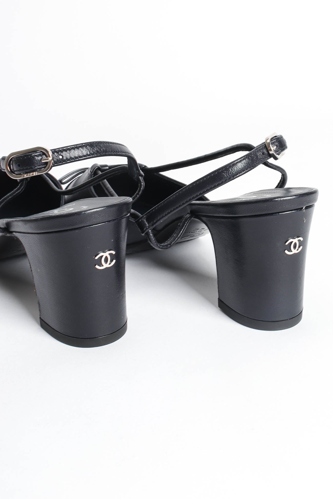Vintage Chanel Cap Toe Bow Slingback Heels signed @ Recess Los Angeles