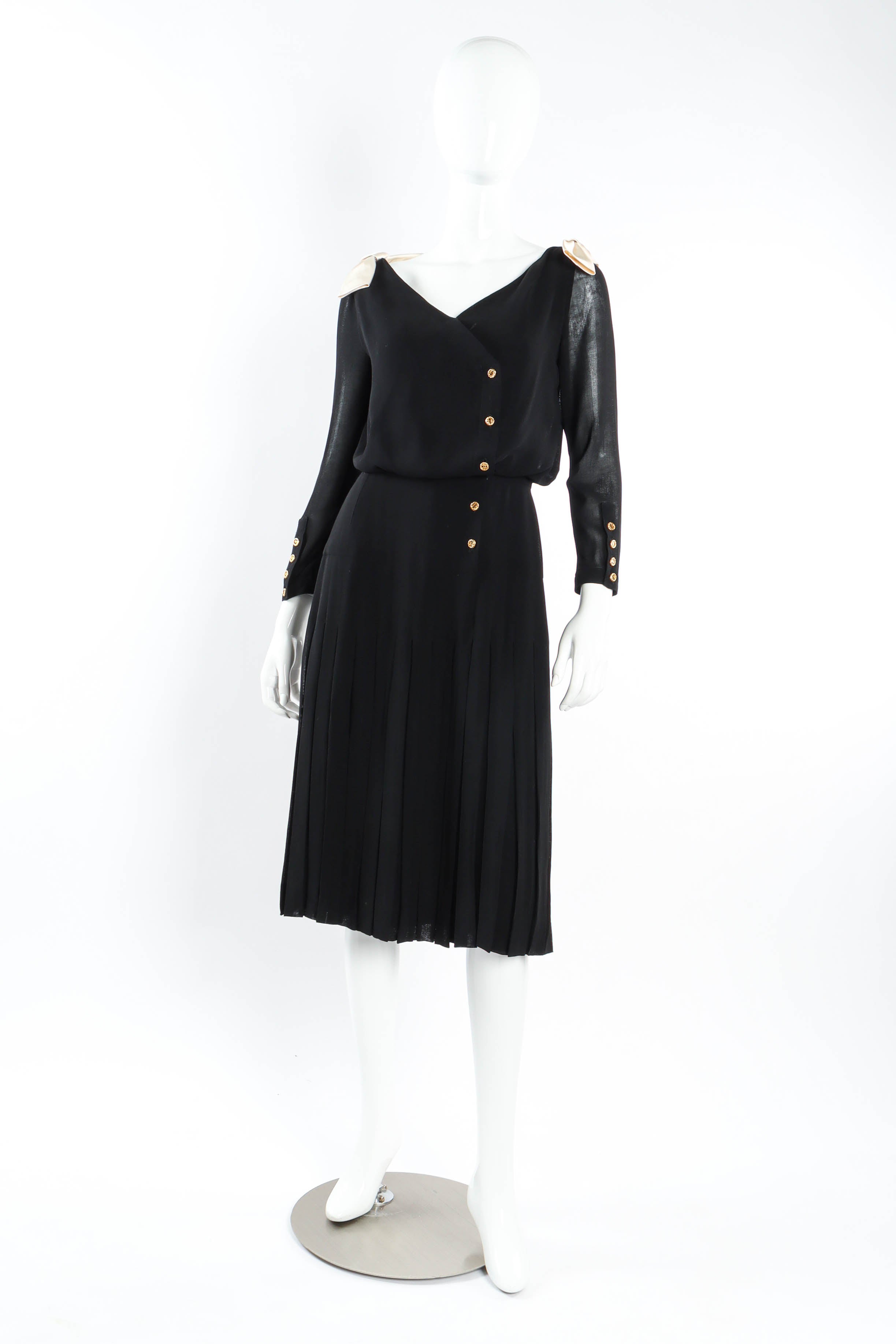 Vintage Chanel CC Pleated Wrap Dress mannequin angle @ Recess LA